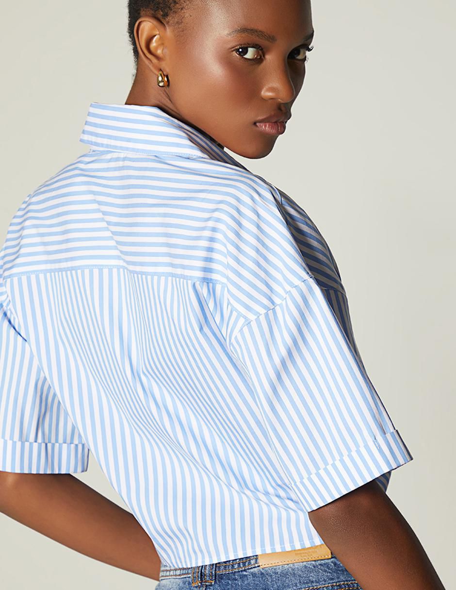 Top cuello camisero manga corta