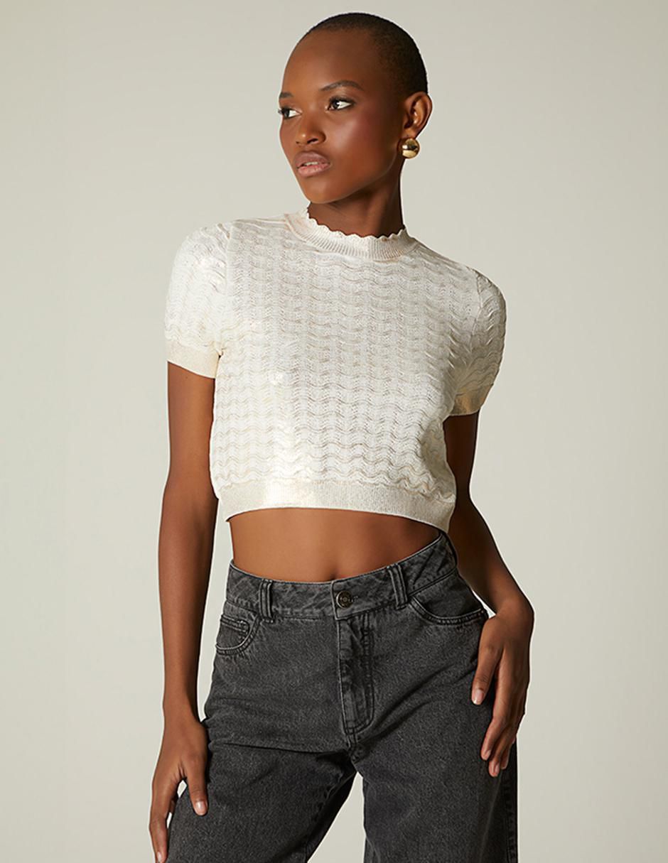 Top cuello alto manga corta