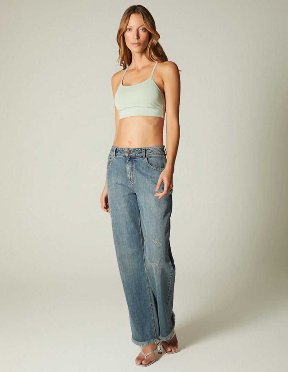 Top cuello redondo tirante delgado