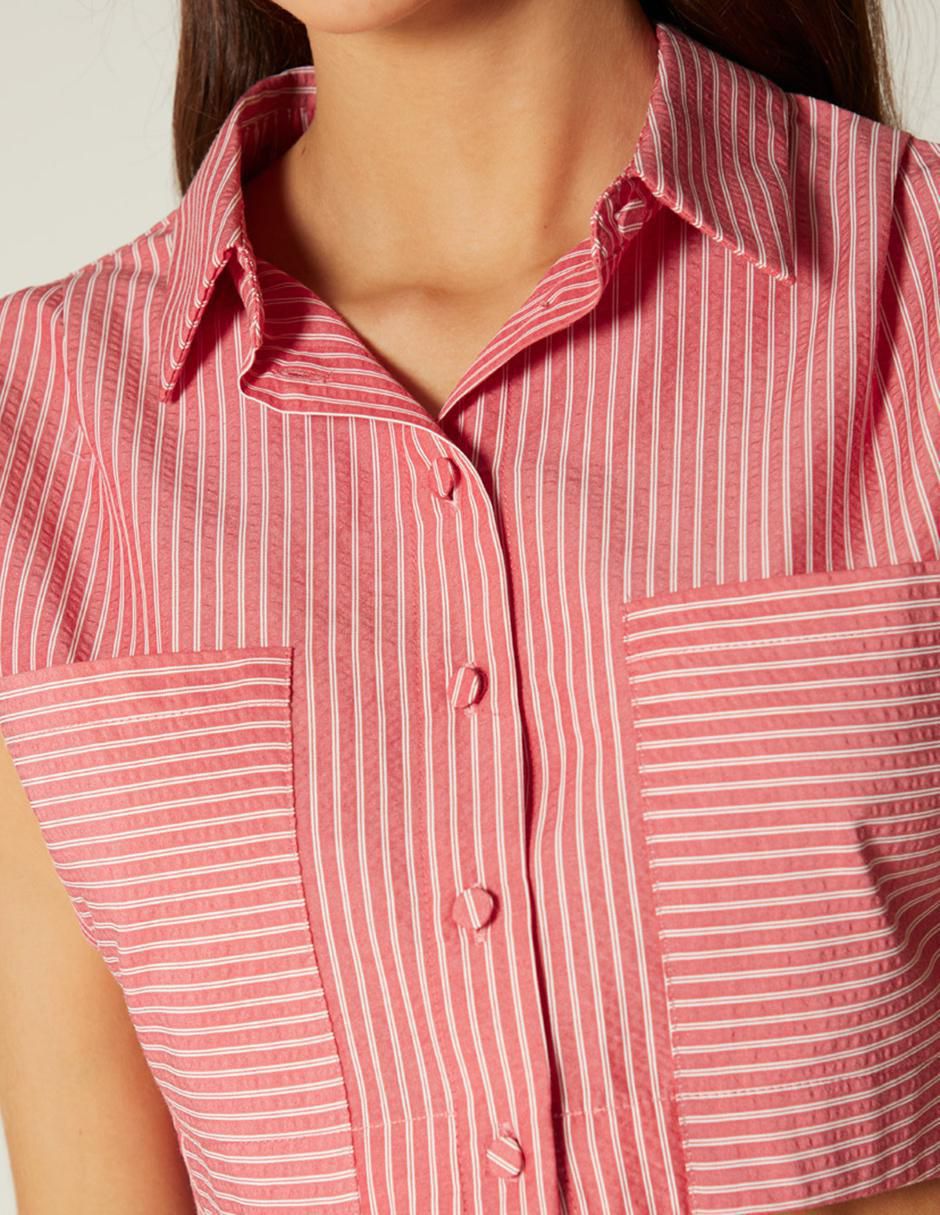 Top Studio F cuello camisero manga corta