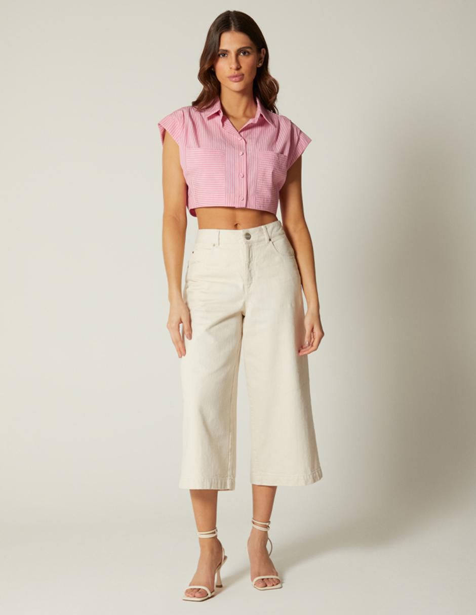 Top cuello camisero manga corta 2