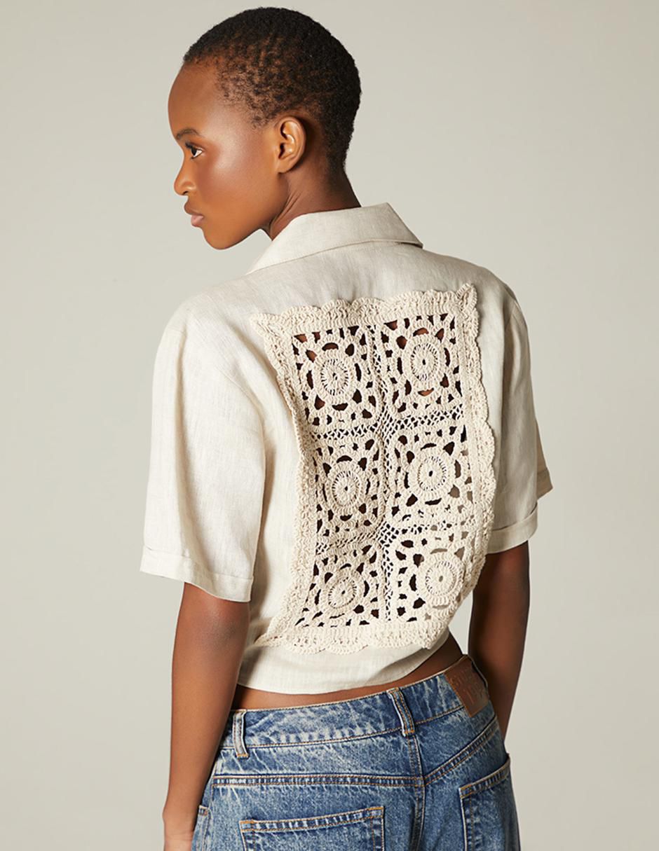 Top cuello camisero manga corta 4