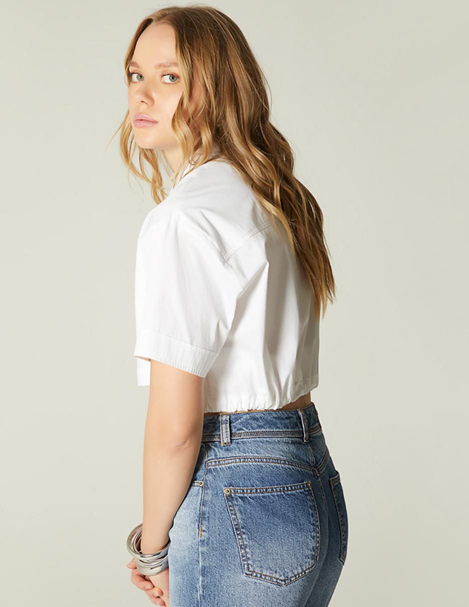 Top Studio F cuello camisero manga corta