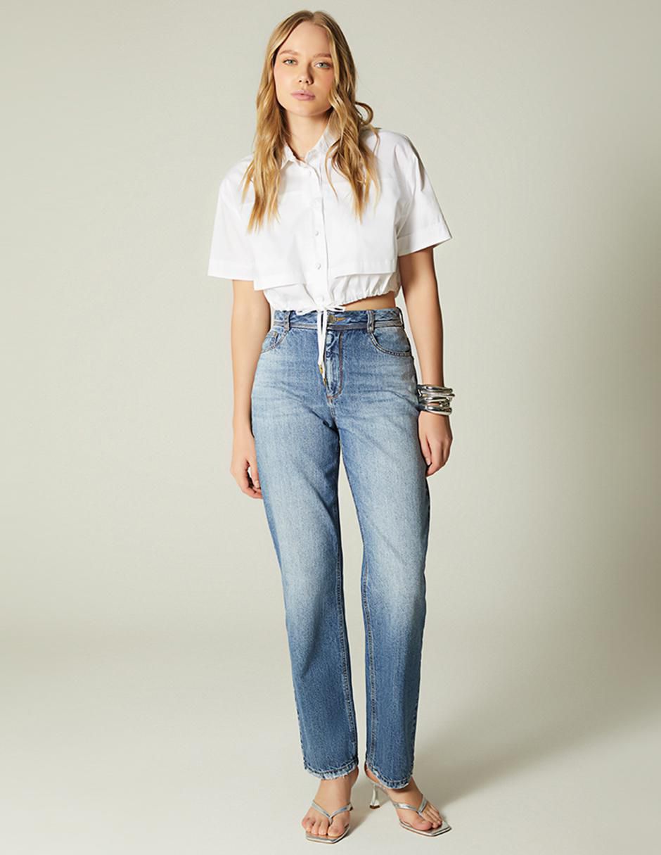 Top Studio F cuello camisero manga corta
