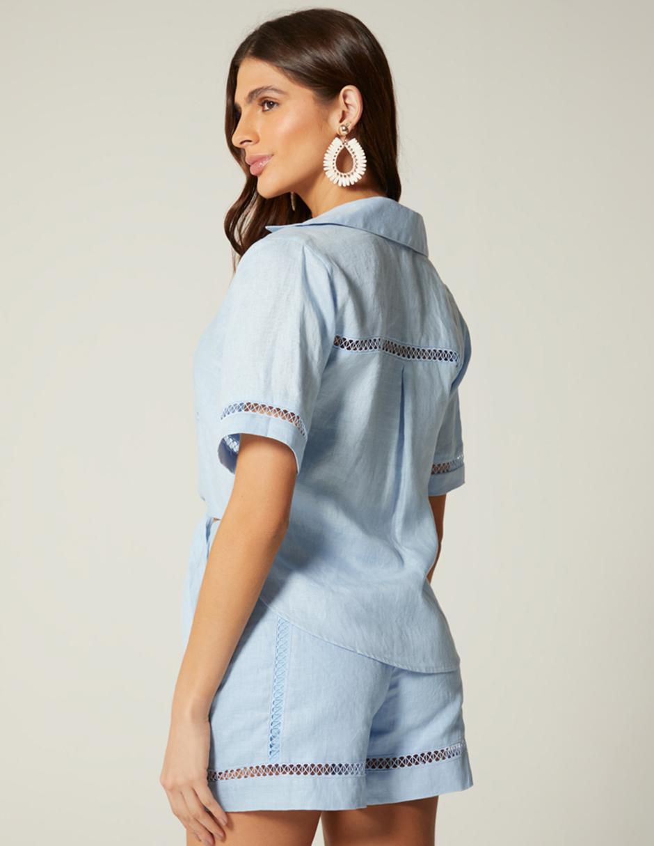 Top cuello camisero manga corta 4
