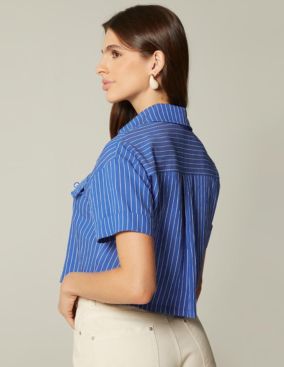 Top cuello camisero manga corta