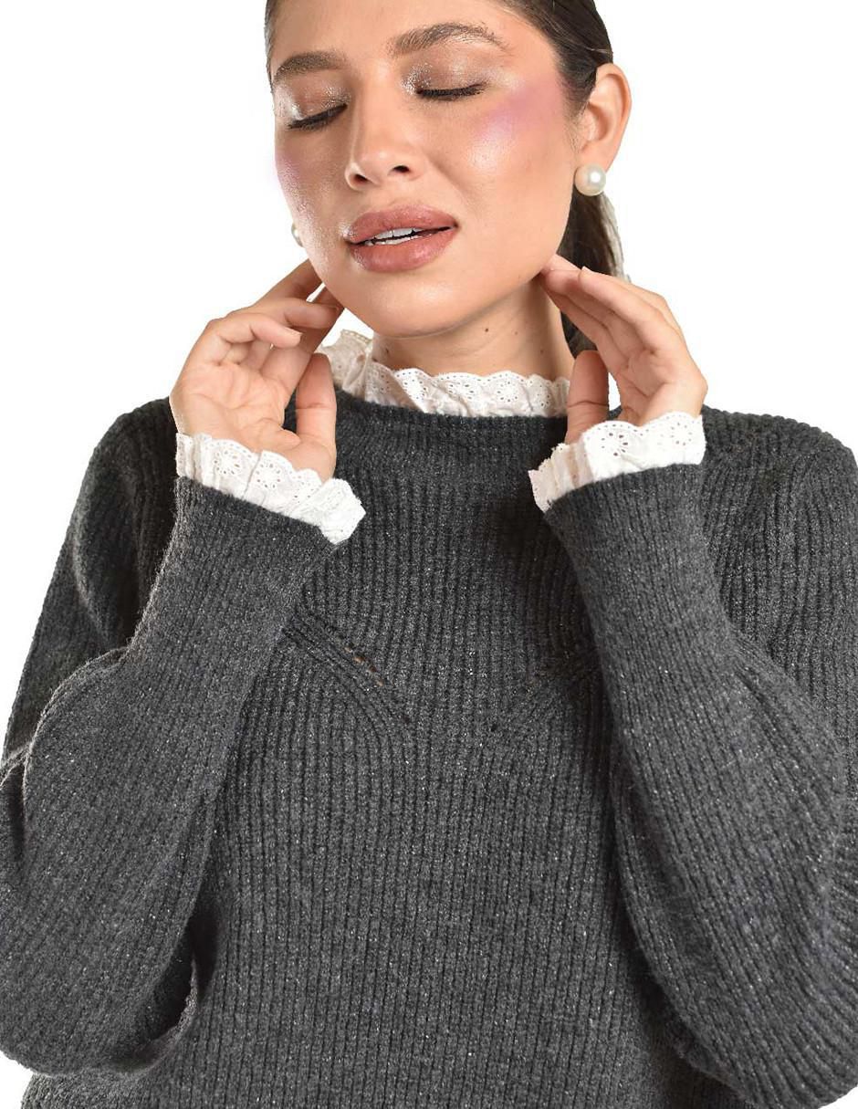 Suéter cuello redondo para mujer 4