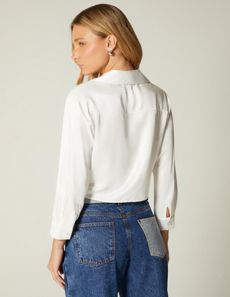 Top cuello camisero manga larga 4