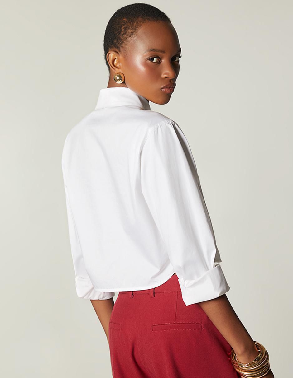 Top Studio F cuello camisero manga larga