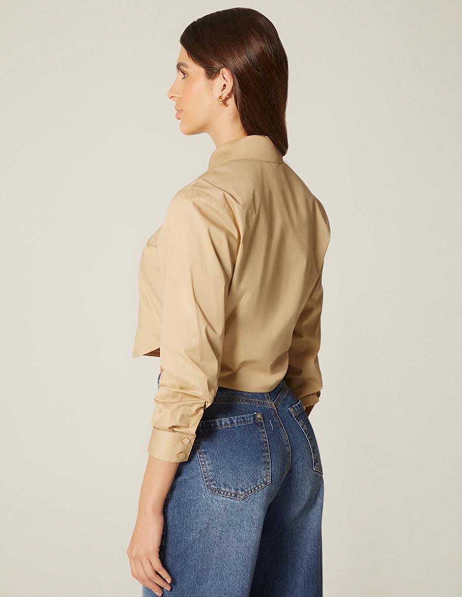 Top Studio F cuello camisero manga larga