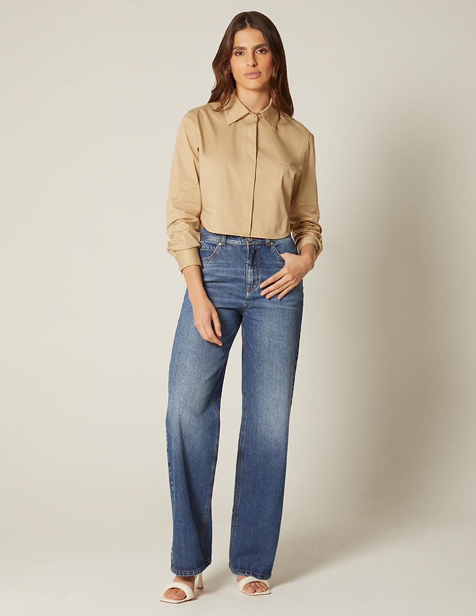 Top Studio F cuello camisero manga larga