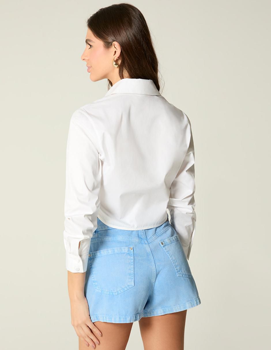 Top cuello camisero manga larga 4