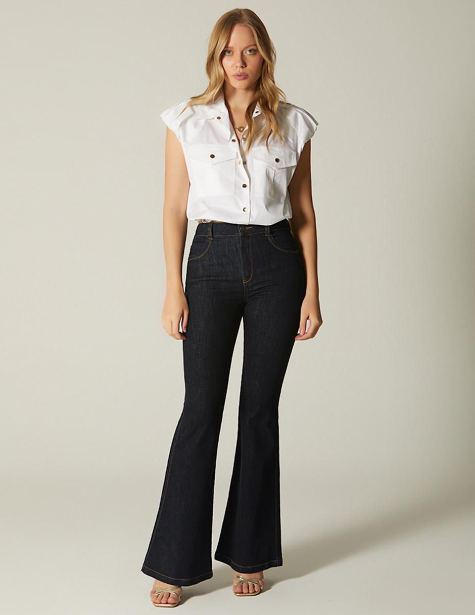 Top Studio F cuello camisero manga corta