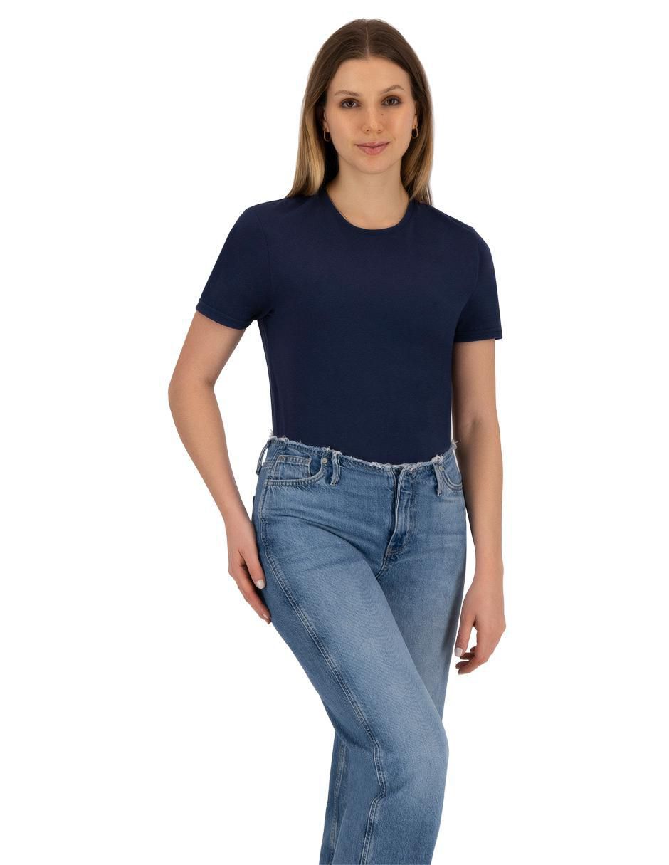 Playera manga corta cuello redondo para mujer