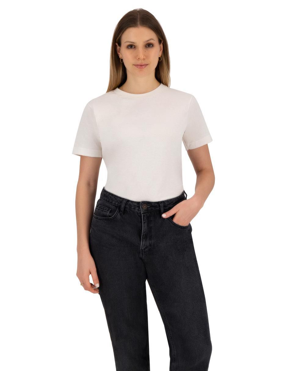 Playera manga corta cuello redondo para mujer