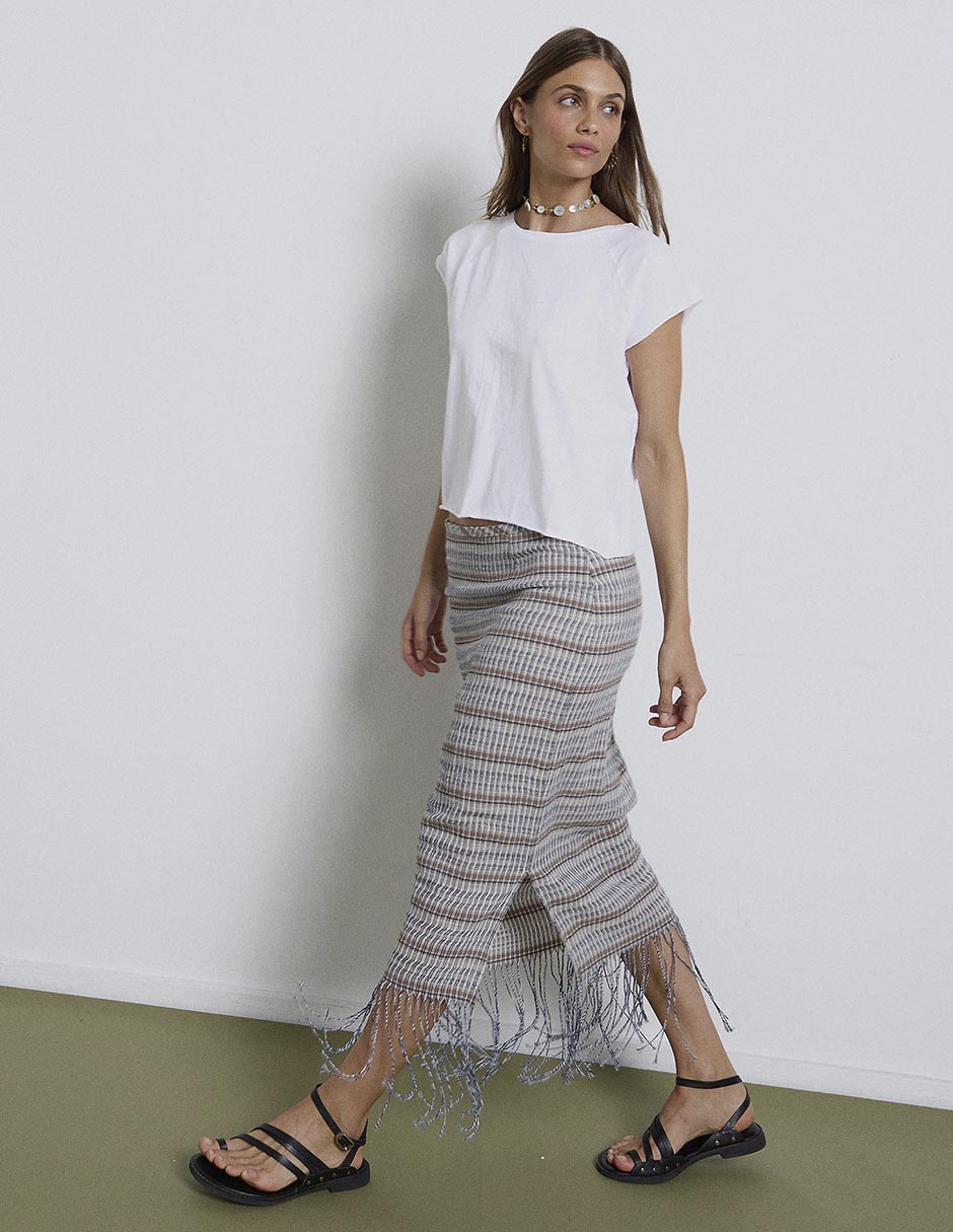 Falda midi Renatta& de algodón a la cintura 3