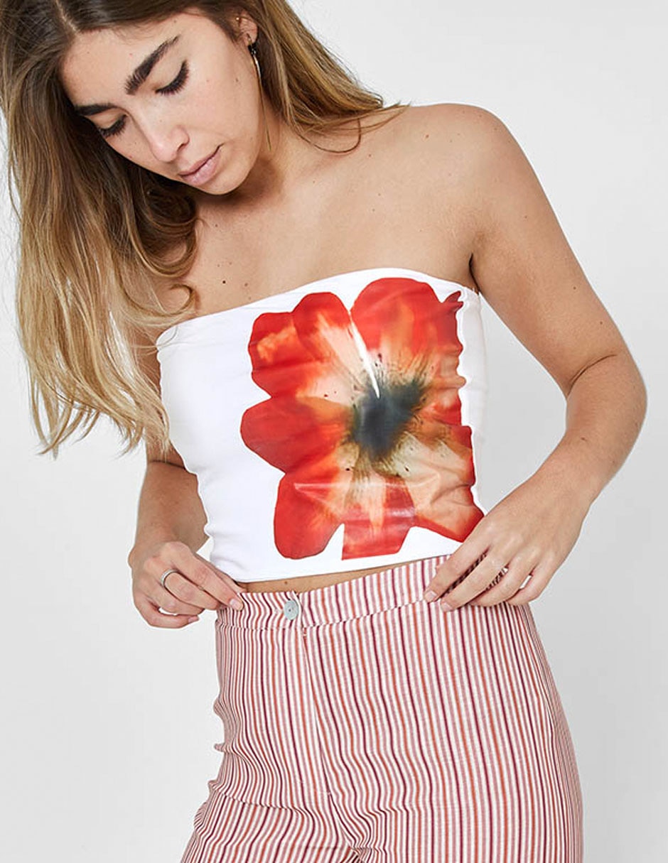 Top strapless sin manga para mujer