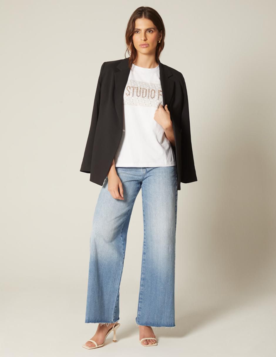 Playera manga corta Bordado FF cuello redondo para mujer 2