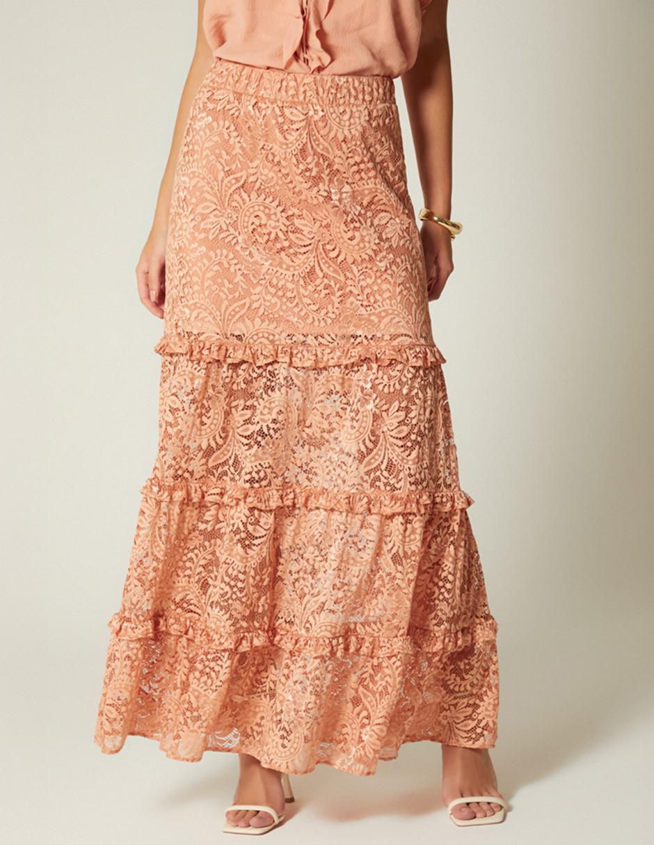 Falda larga Mauve Boho a la cintura