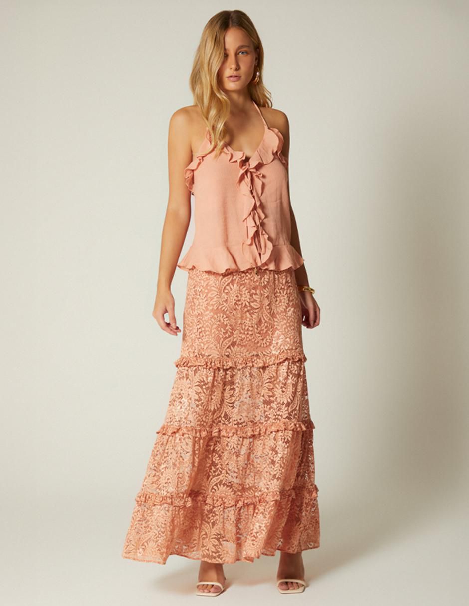 Falda larga Mauve Boho a la cintura 2