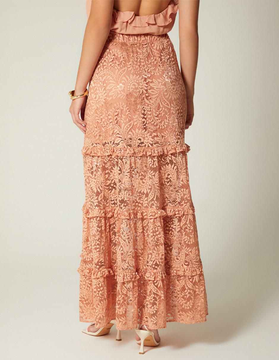 Falda larga Mauve Boho a la cintura 3