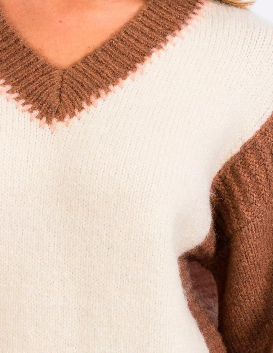 Suéter cuello V para mujer 4
