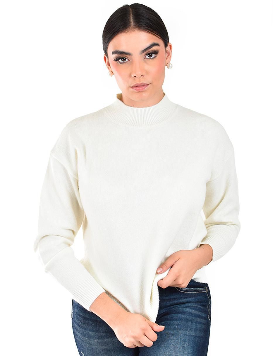 Cuello Alto Sueter Color Hueso Dama Suéter Roman Fashion Cuello