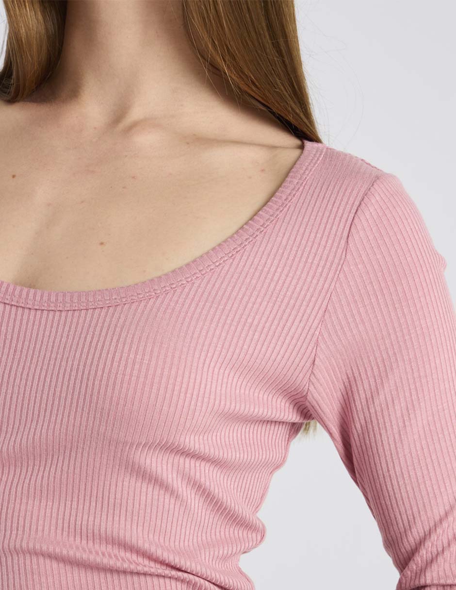 Playera manga larga cuello redondo para mujer 4