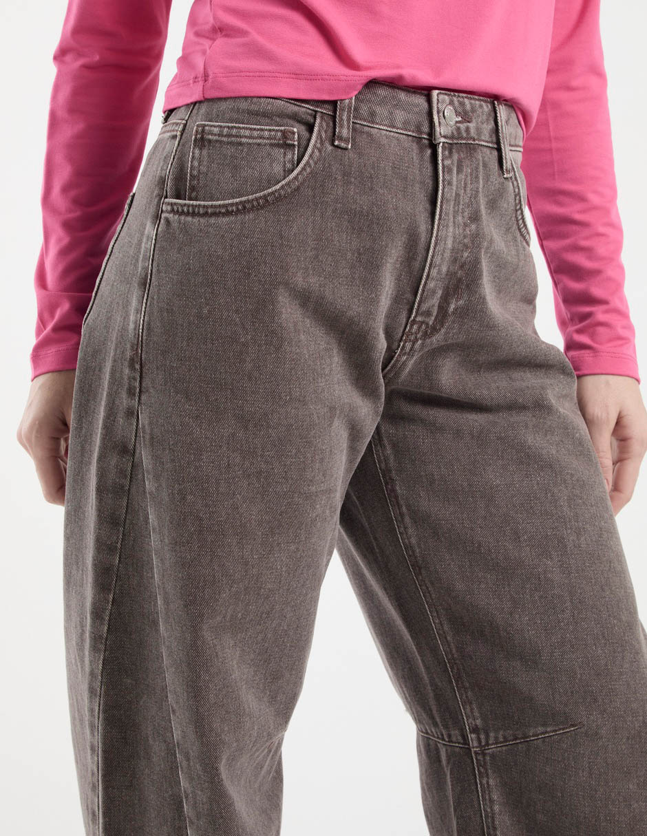 Jeans amplio cintura media para mujer 4