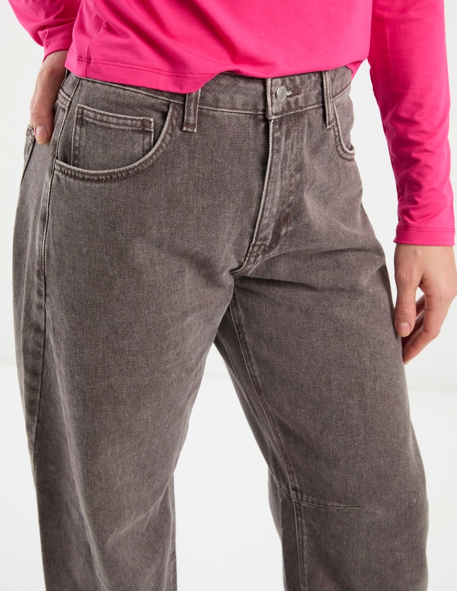 Jeans amplio cintura media para mujer 5