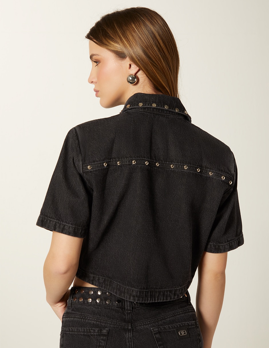 Top cuello camisero manga corta 2