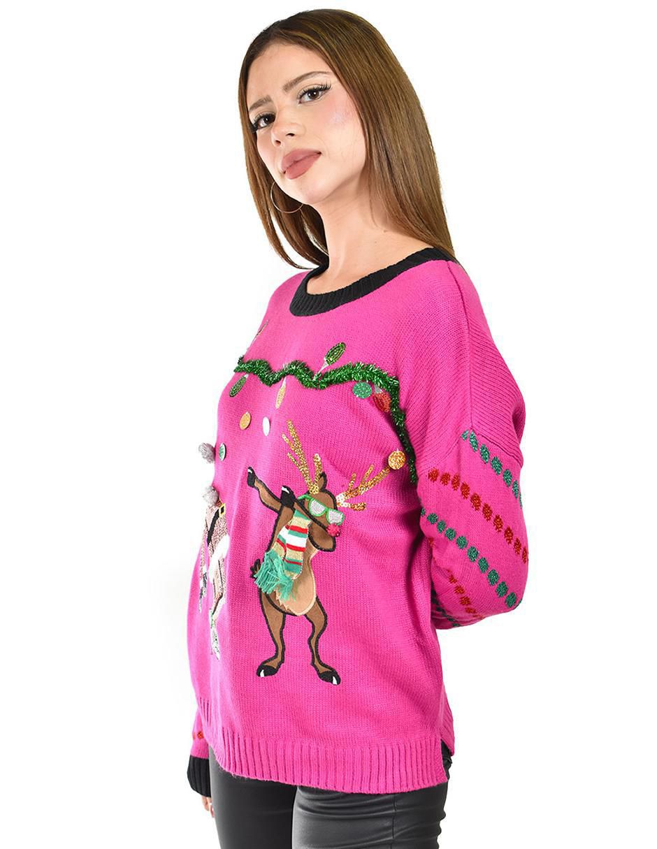 Suéter navideño cuello redondo para mujer 2