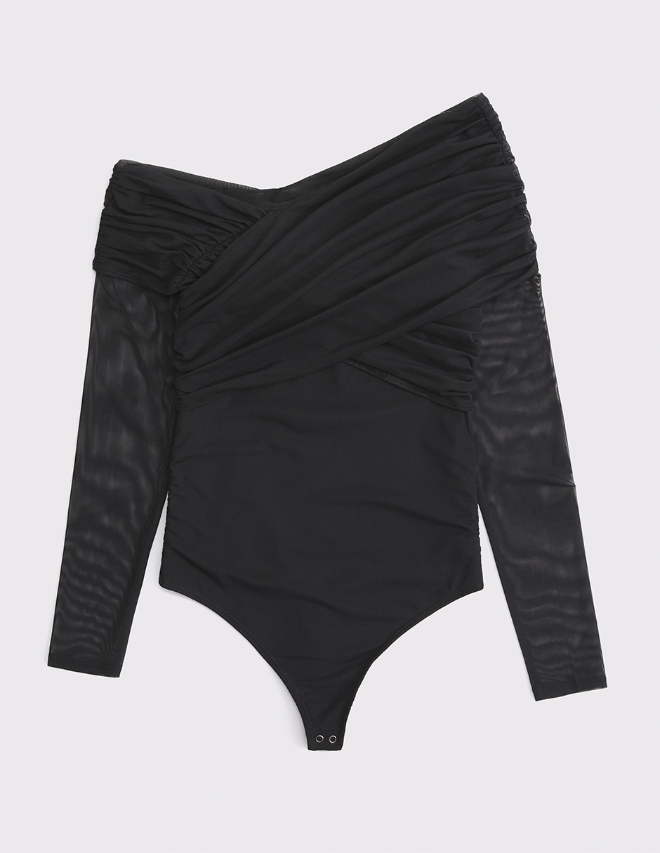 Body cuello asimétrico escote bardot para mujer