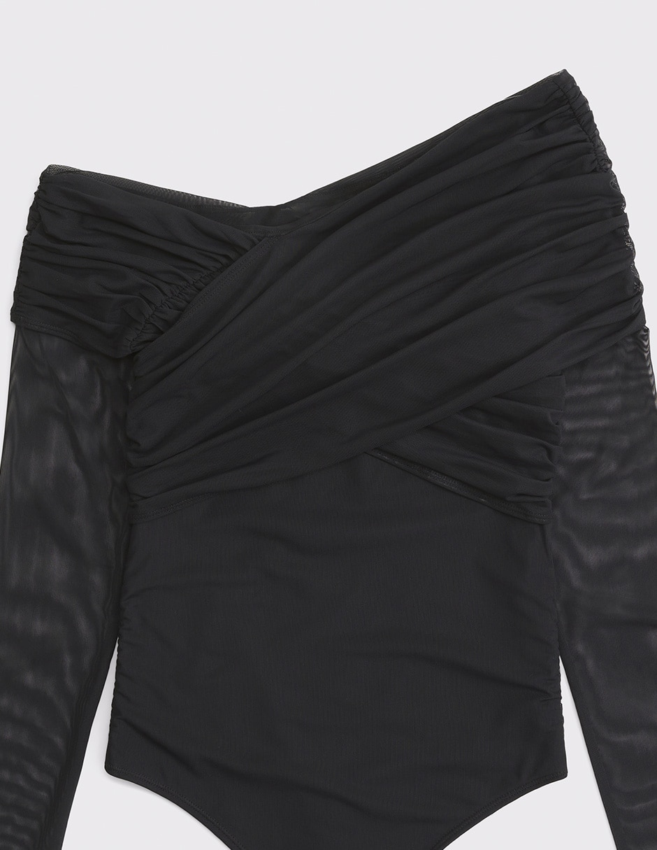 Body cuello asimétrico escote bardot para mujer 2