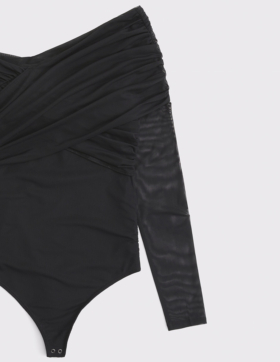 Body cuello asimétrico escote bardot para mujer 3