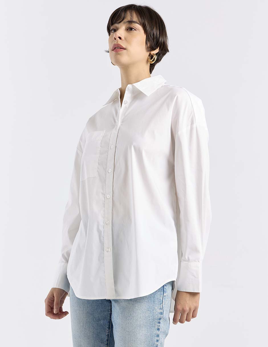 Camisa de algodón manga larga para mujer