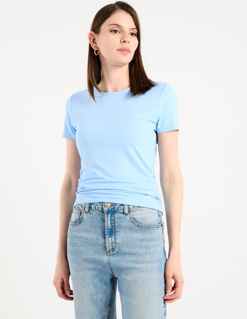 Playera manga corta cuello redondo para mujer