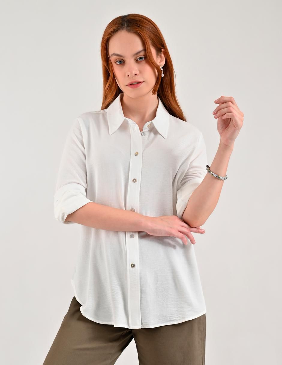 Blusa camisera manga larga para mujer