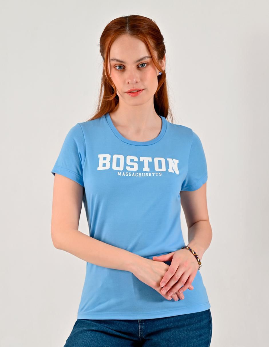 Playera manga corta cuello redondo para mujer
