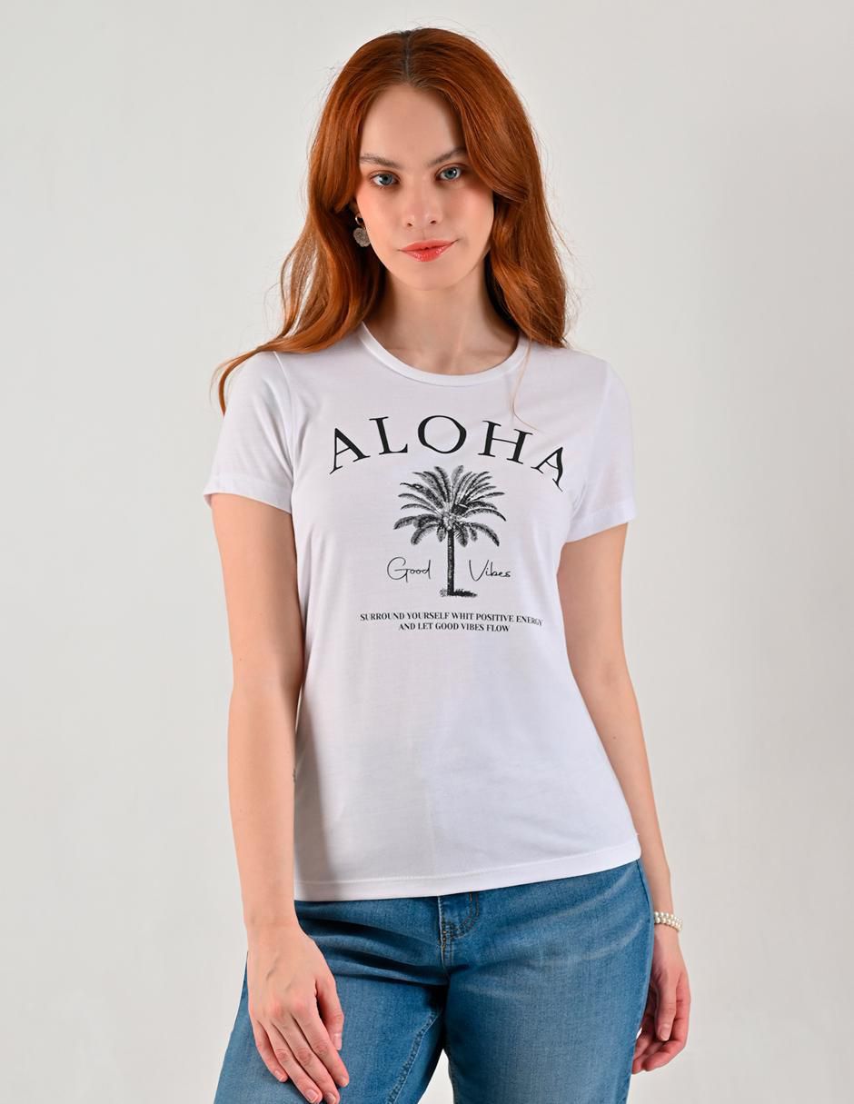 Playera manga corta cuello redondo para mujer 1