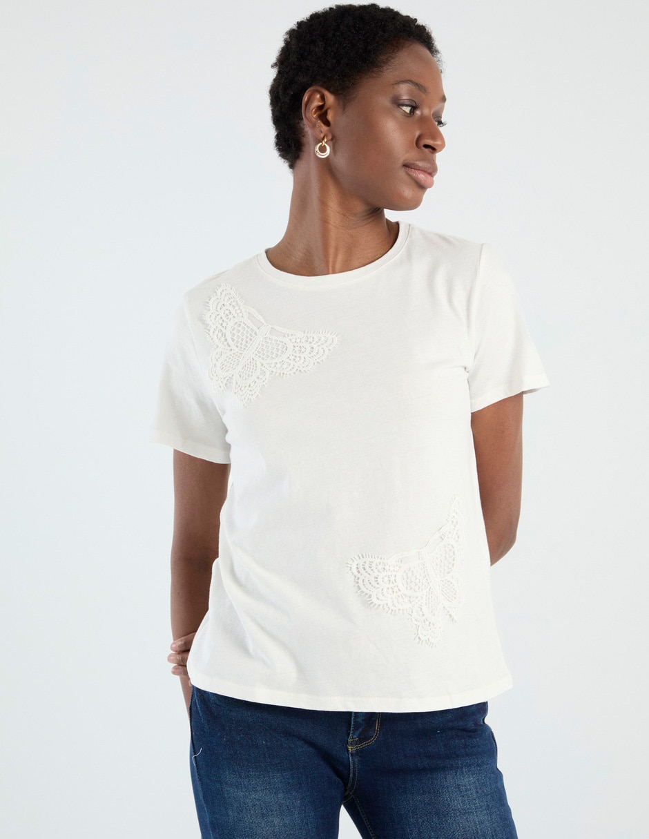 Playera manga corta cuello redondo para mujer