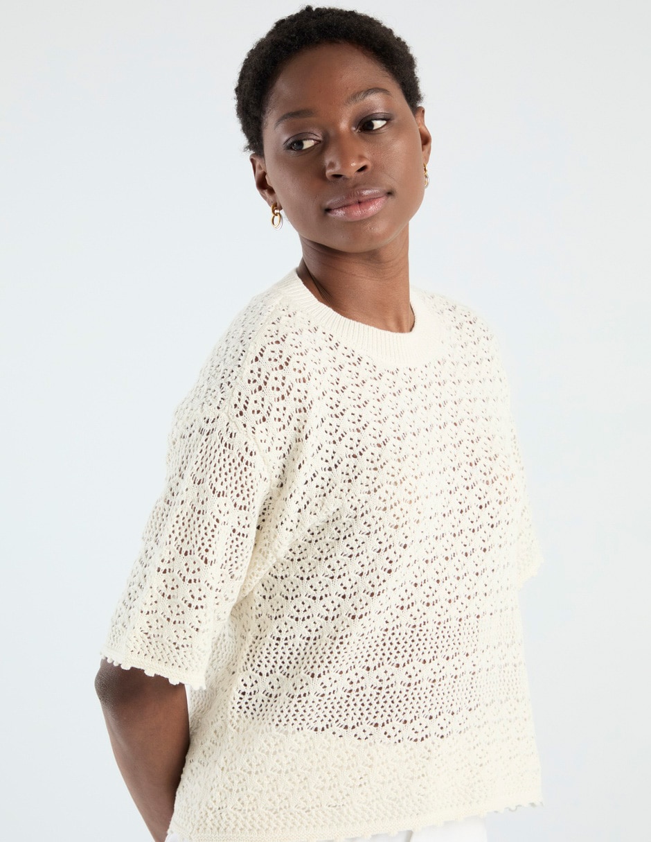 Blusa manga al codo para mujer