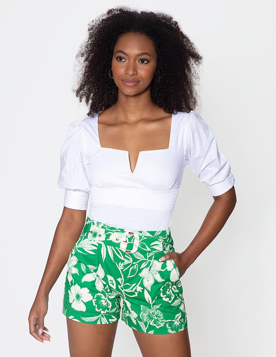 Blusa Alma Tropical Col manga al codo para mujer
