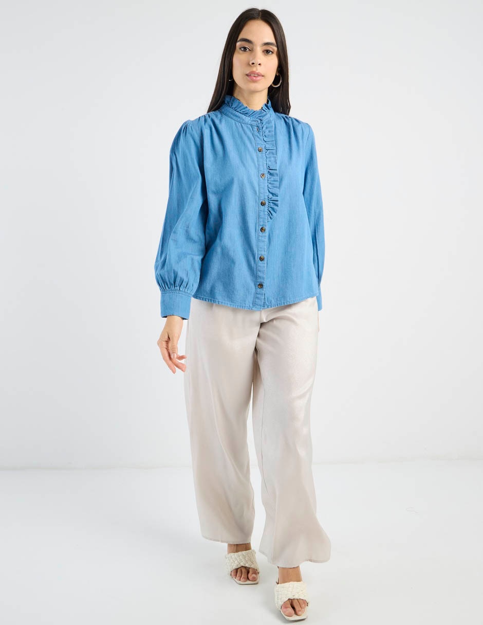 Camisa de algodón manga larga para mujer 3