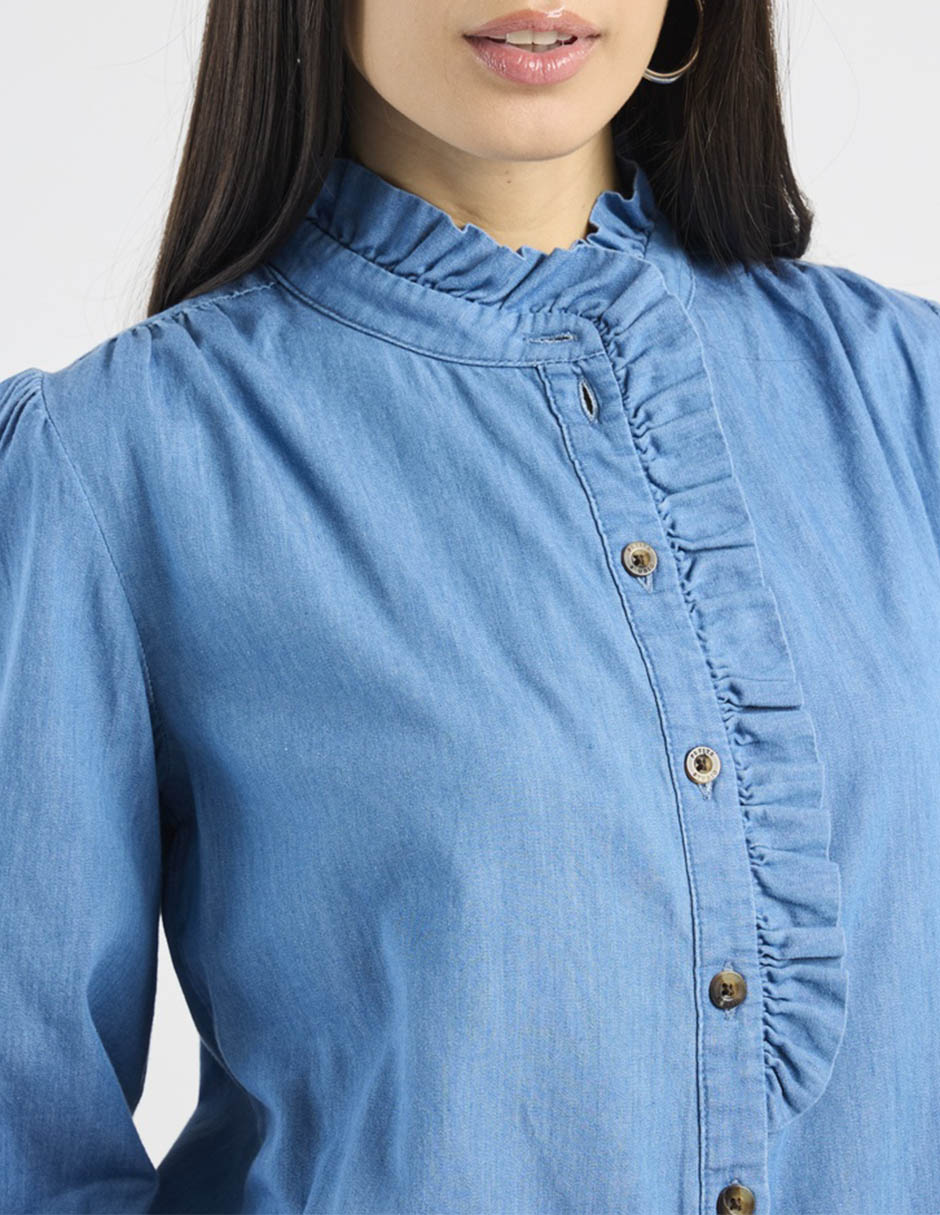 Camisa de algodón manga larga para mujer 4