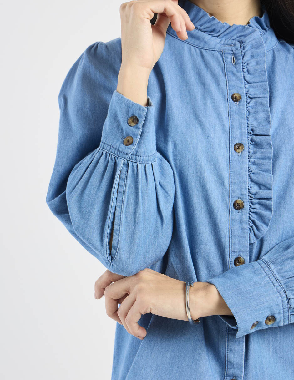 Camisa de algodón manga larga para mujer 5
