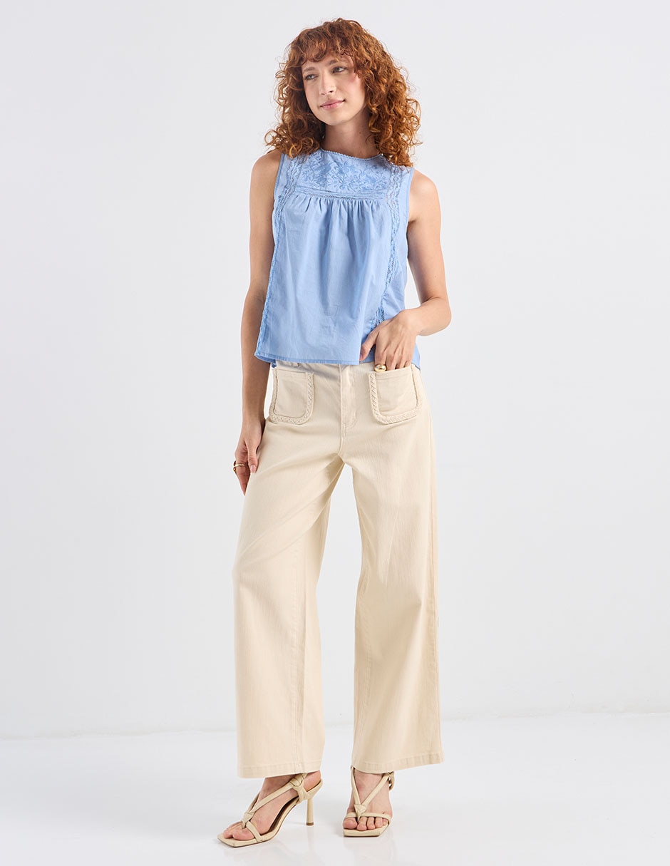 Jeans flare a la cintura para mujer 3