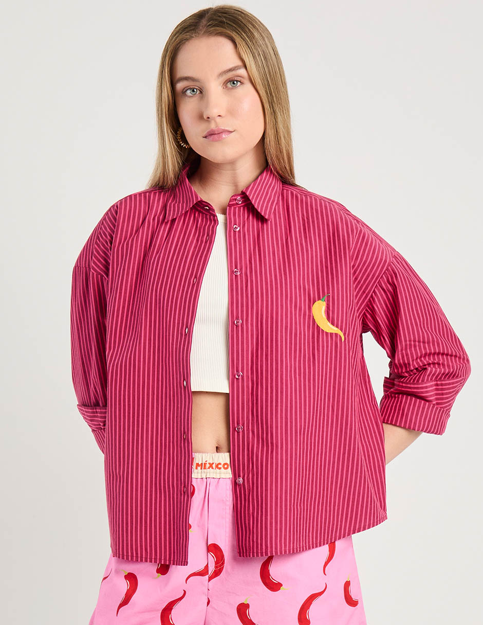 Sobrecamisa de algodón manga larga para mujer 2