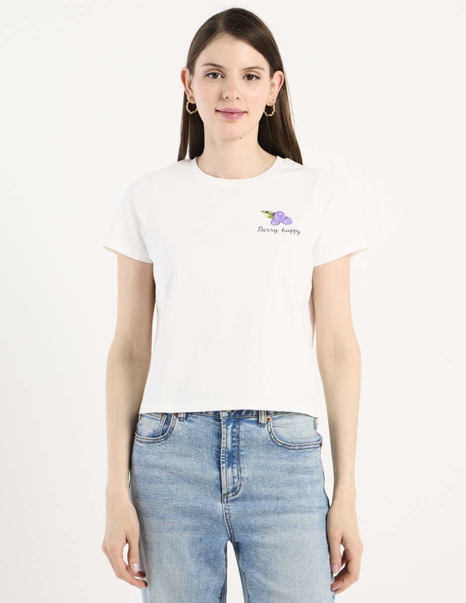 Playera manga corta cuello redondo para mujer