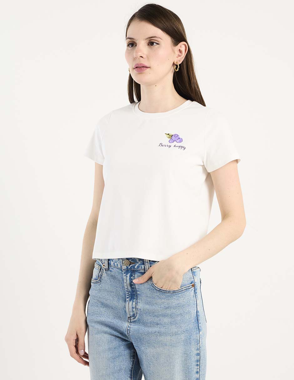 Playera manga corta cuello redondo para mujer 2